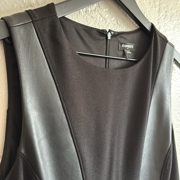 Express Black Faux Leather accent zip back one piece jumpsuit Large - Picture 1 of 9